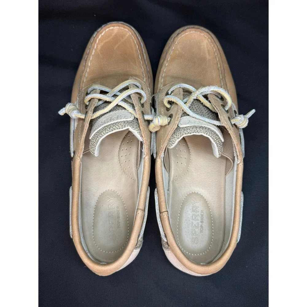 Sperry Top Sider Womens Boat Shoes Tan‎ Leather Lace Up Sz 7 STS95588